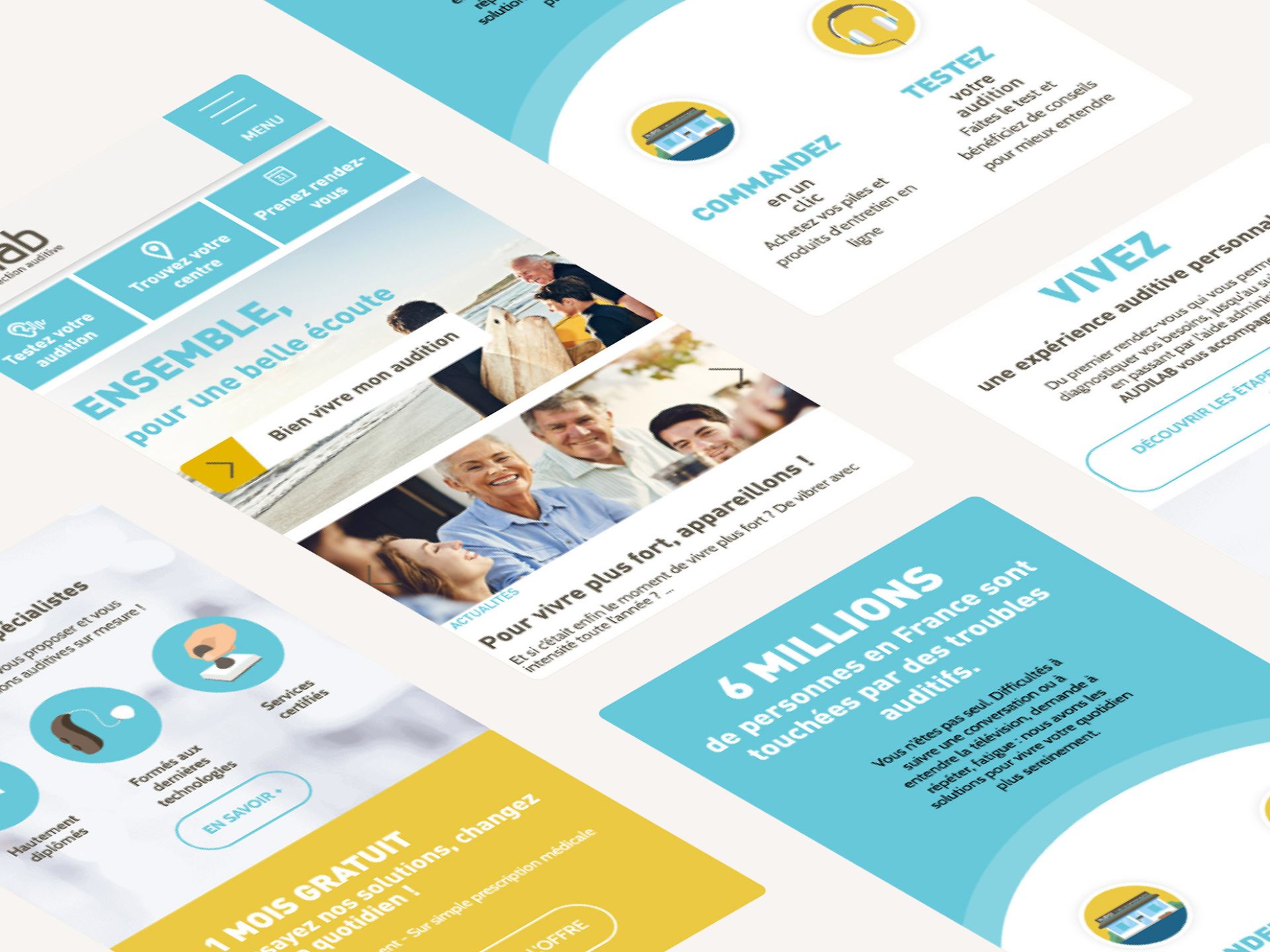 Maquette mobile du site Audilab - Thibaut Marchand UX designer freelance