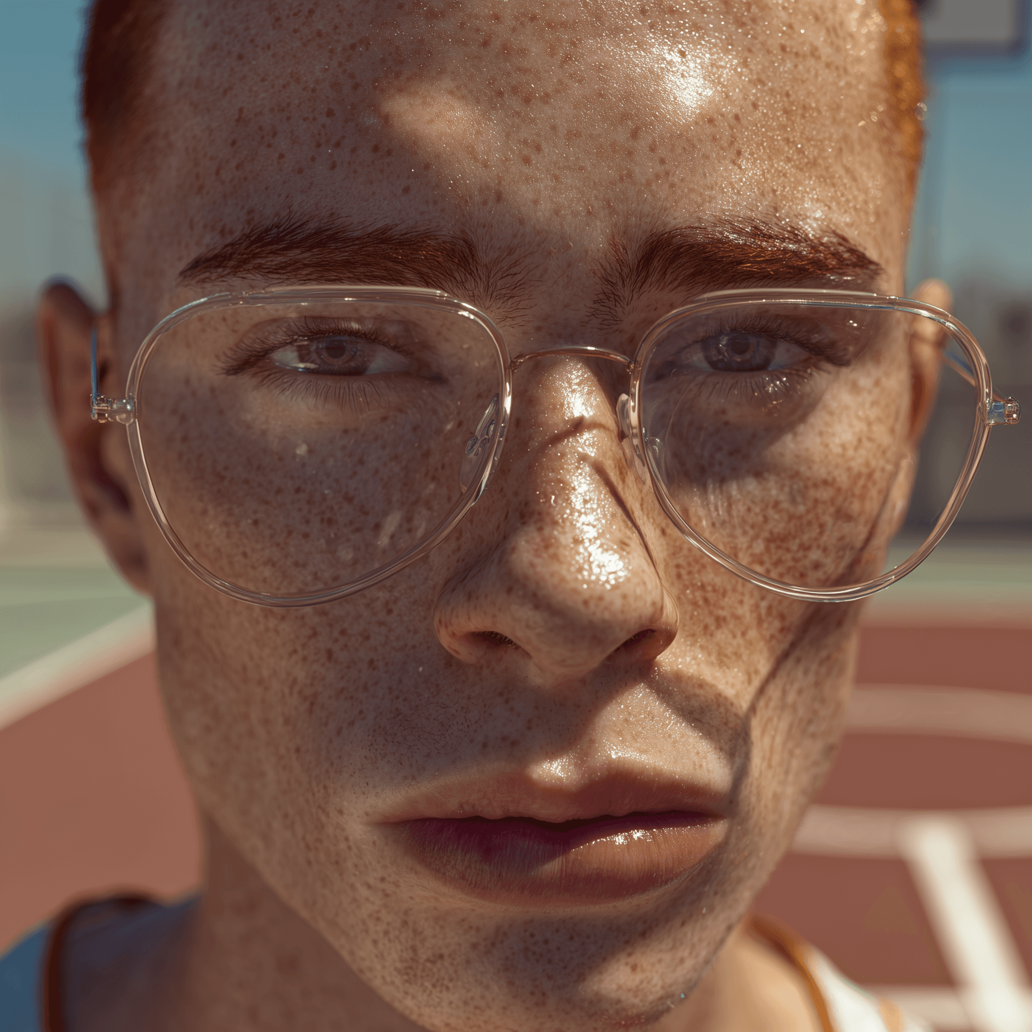 men with glasses sports portrait background