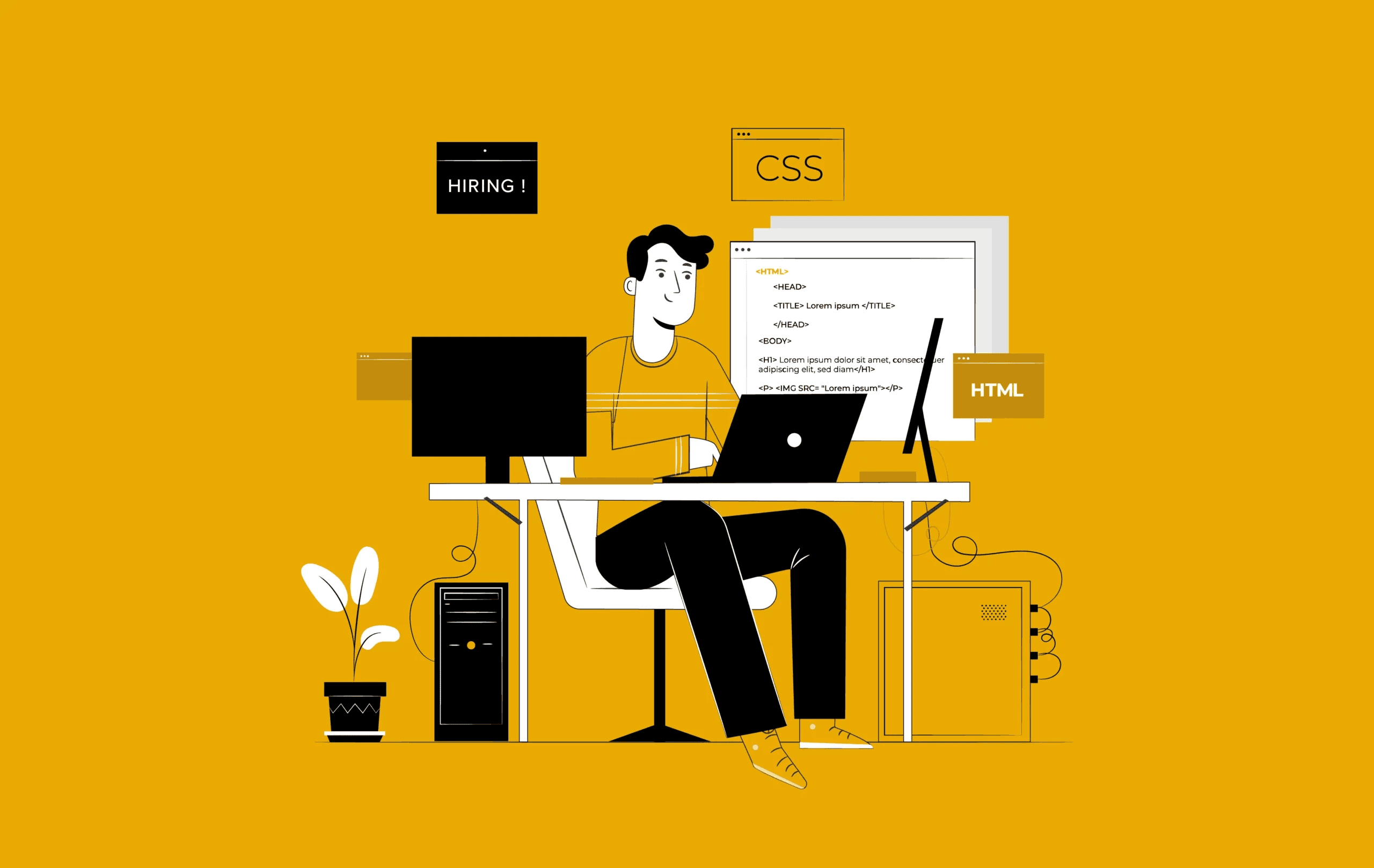 person sitting on desk - Hiring a Developer for a Startup