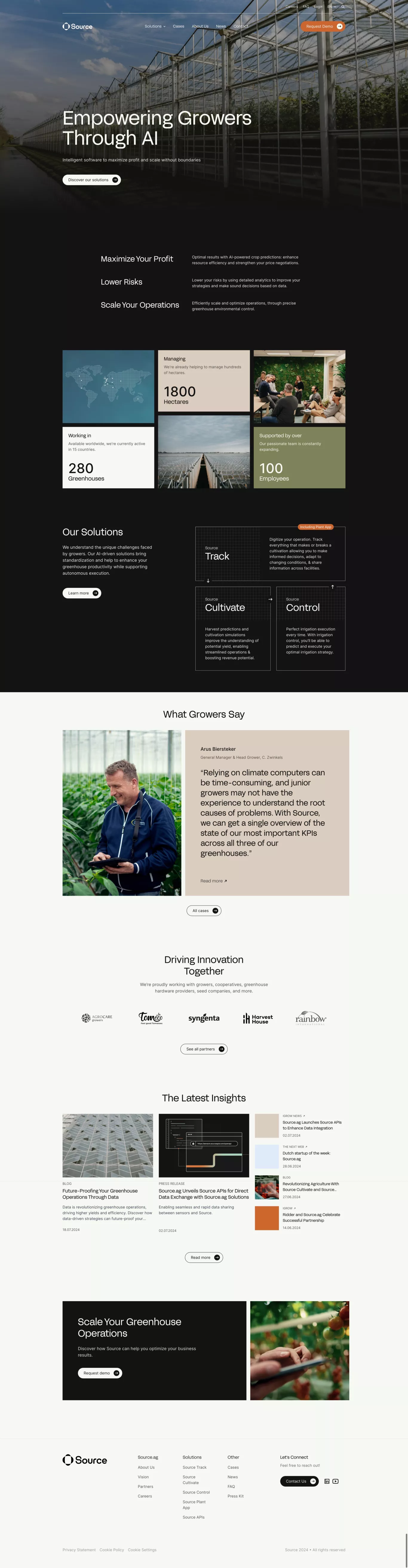 Source landing page screenshot showcasing Tech and Nature design