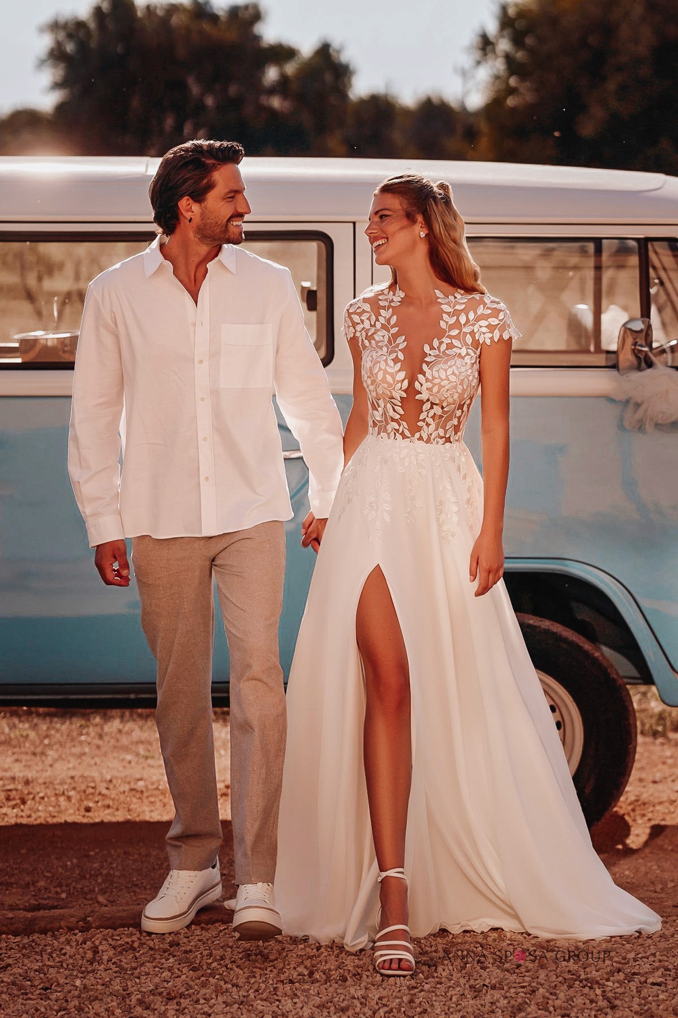 A-Linie Standesamtkleid mit Spitzenoberteil – elegantes Brautkleid für das Standesamt