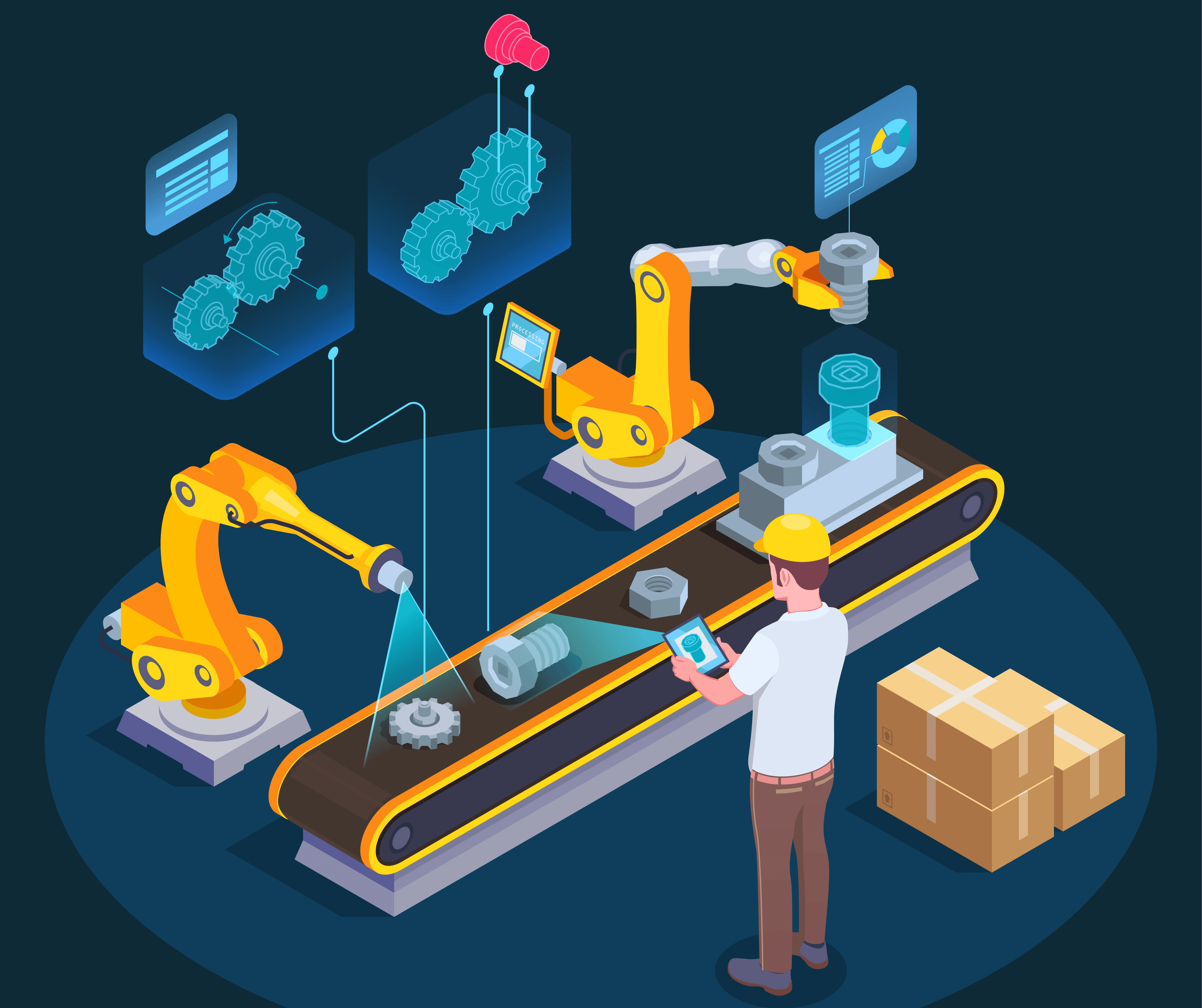 Industrial IoT devices protected by advanced cybersecurity protocols in 2023.