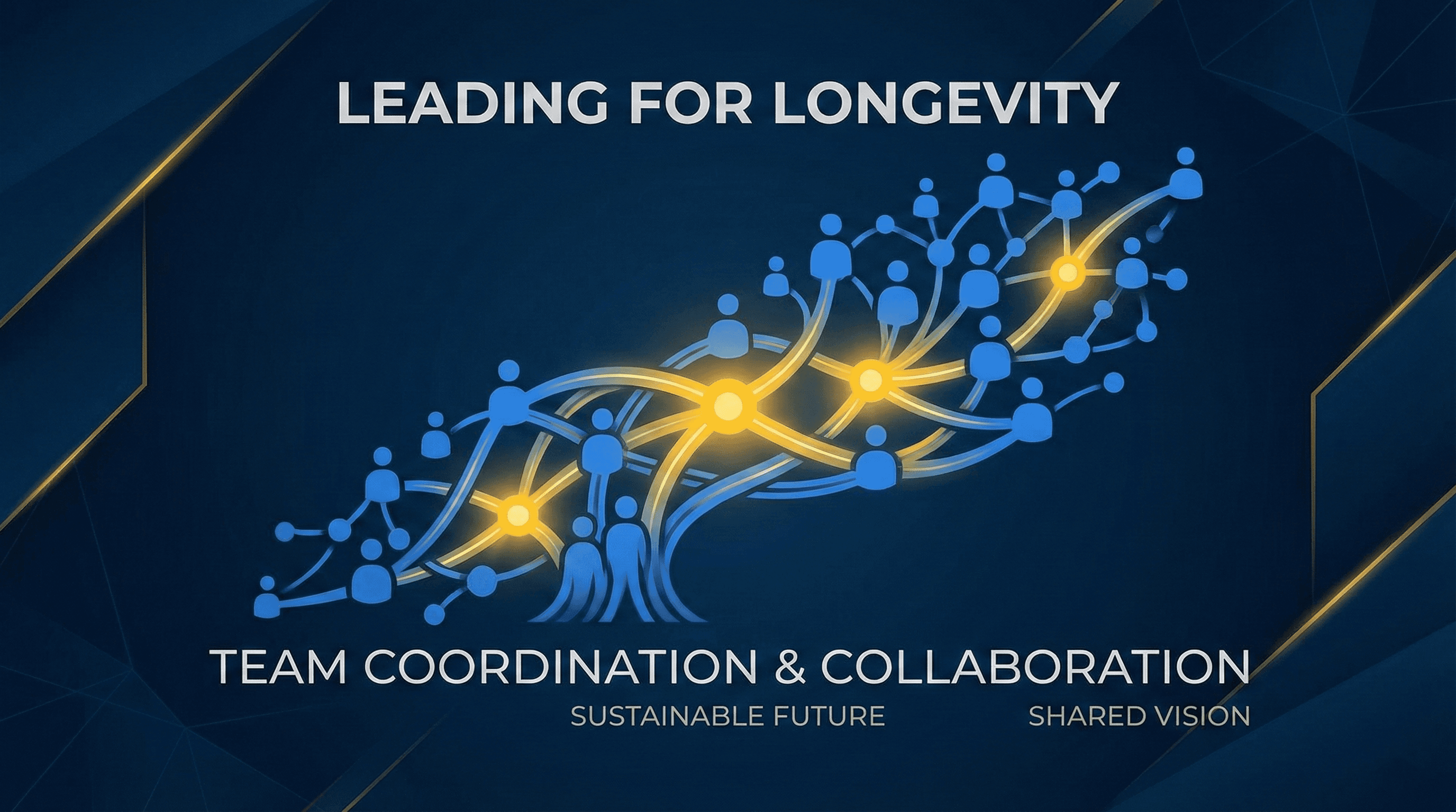 Leading for Longevity - team building visualization with strategic blue and Michigan maize branding