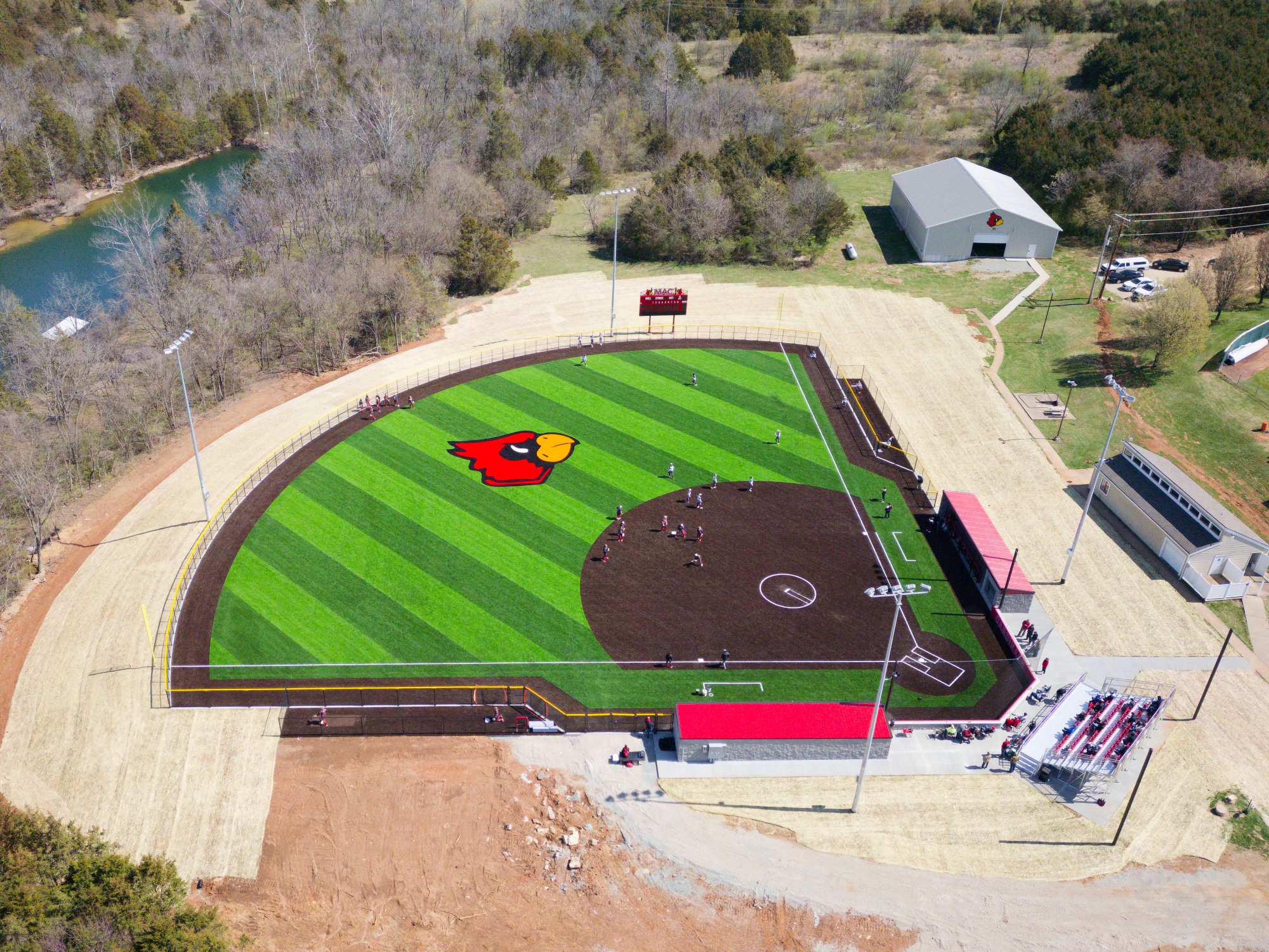 Arial view of the softball field.