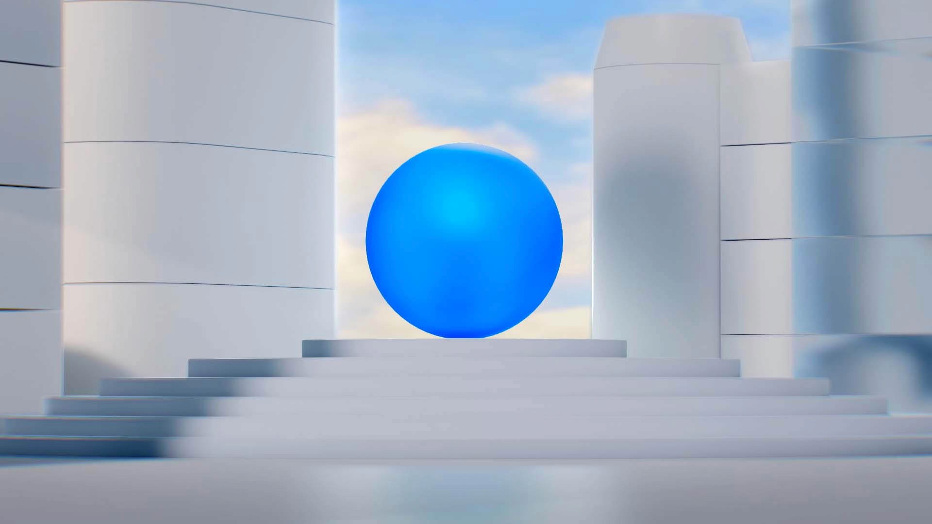 3D blue ball in imaginary industrial 3D created background