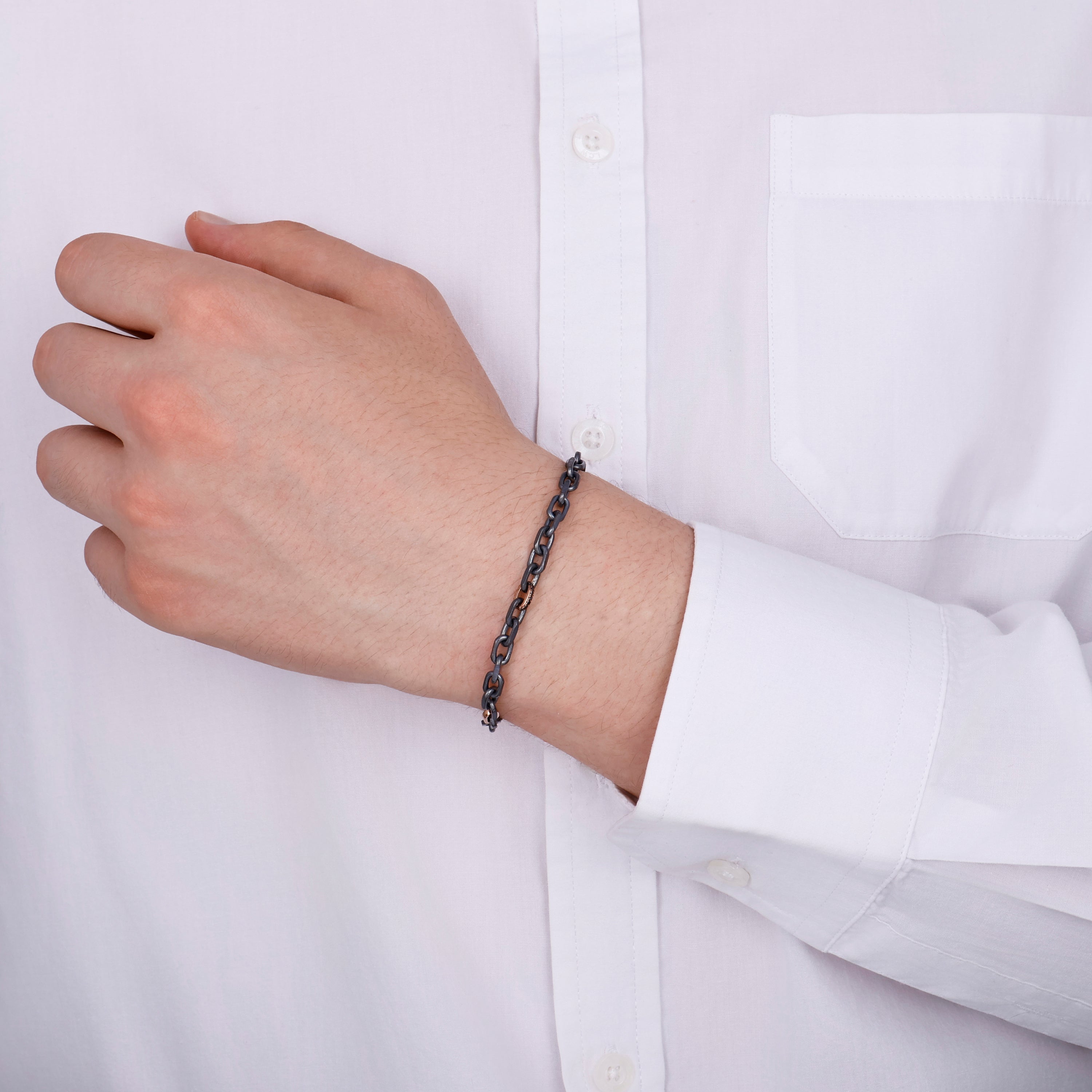 Assos 0.12 Karat Pırlantalı 14 Ayar Rose Altın Erkek Bileklik