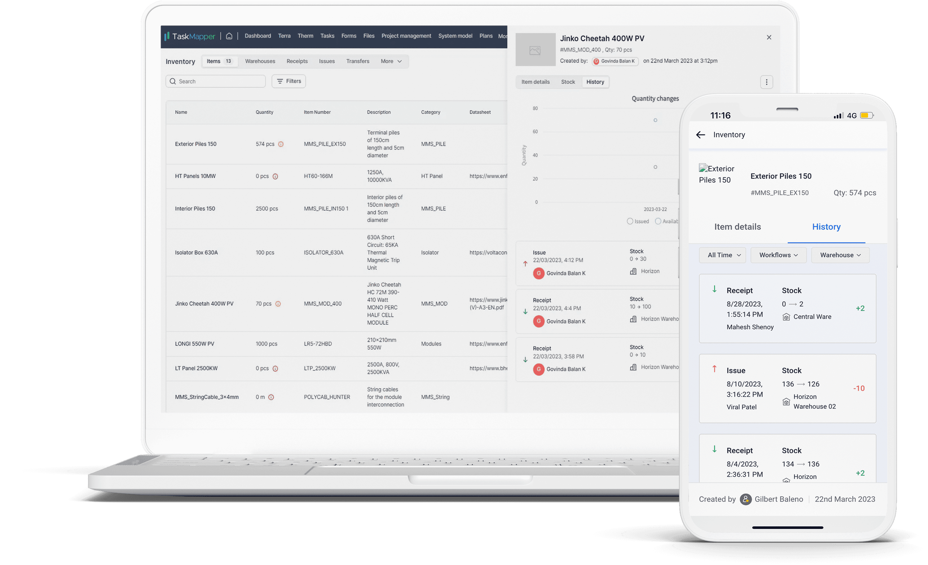 TaskMapper: Easy inventory tracking and management with availability monitoring, warehouse-level movement tracking, stock transfers, and more