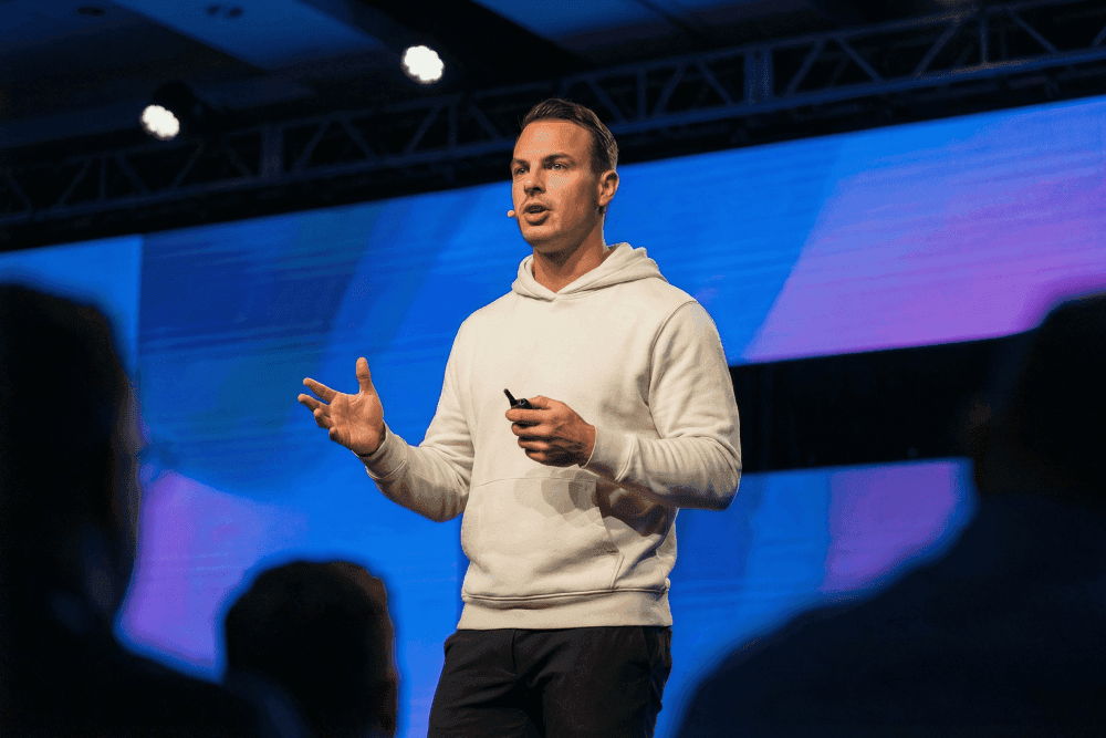 Matthias holding a keynote