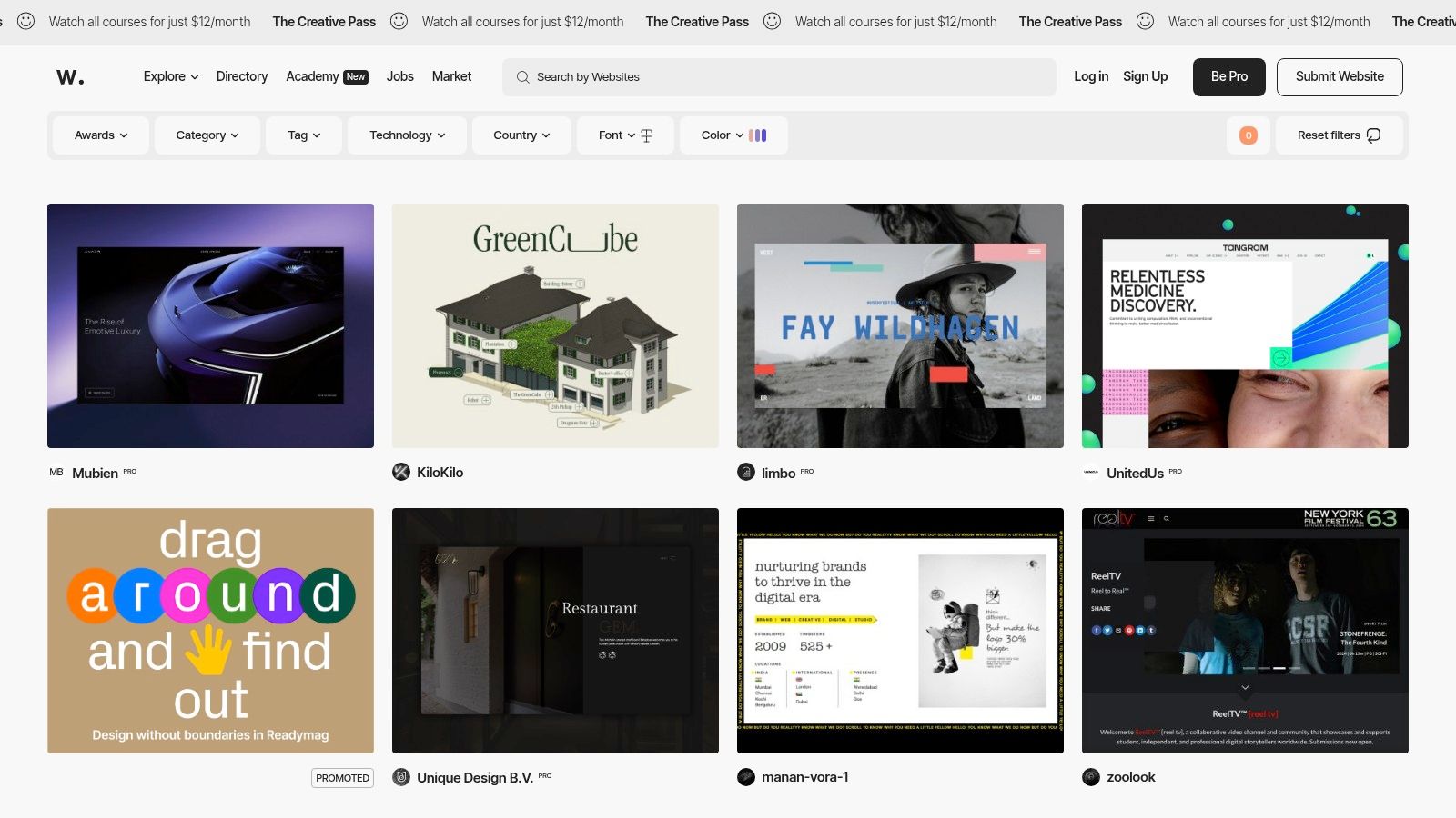 Awwwards (Business & Services gallery)