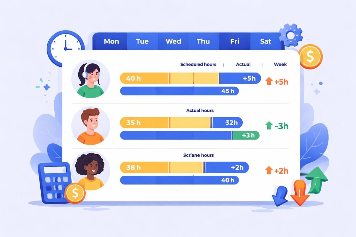 Schedule versus actual hours comparison
