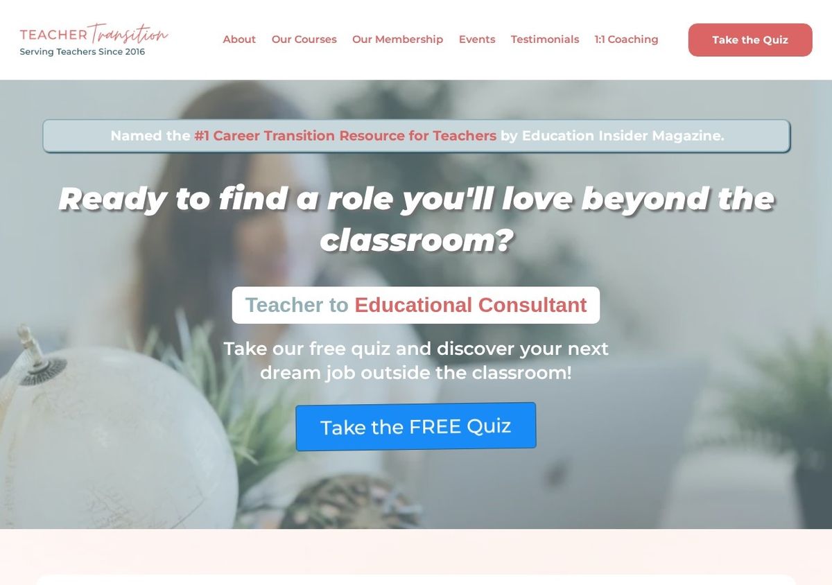 Teacher Transition website