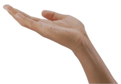 Mão com a palma estendida para cima