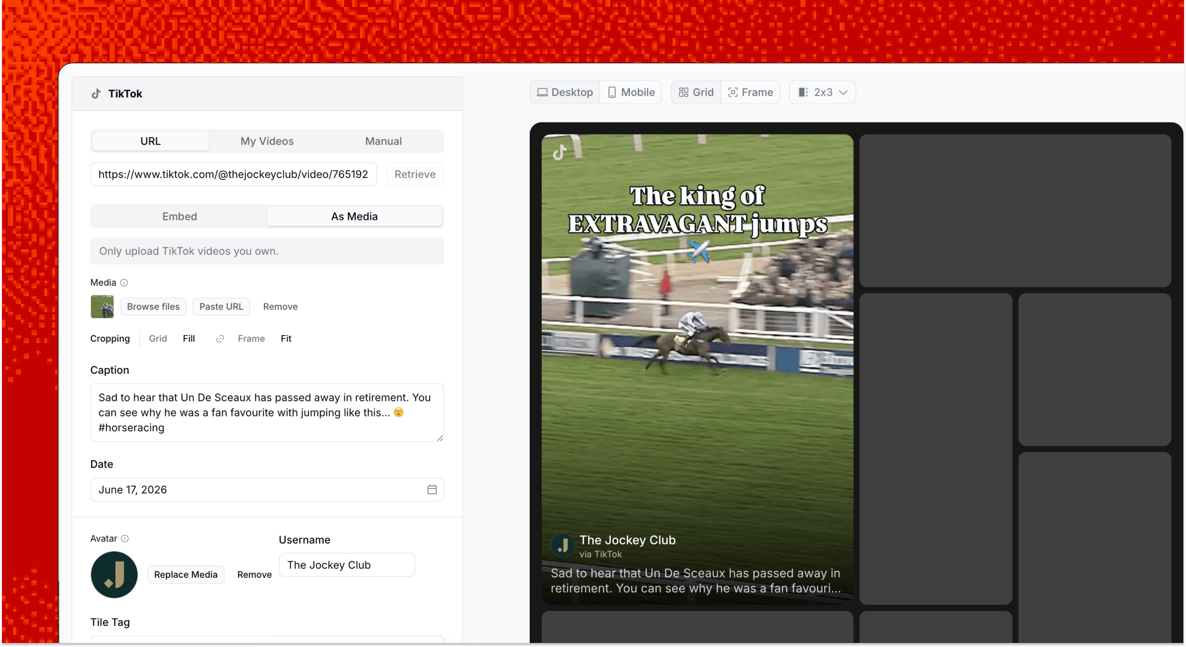 TikTok Tile ways to import content