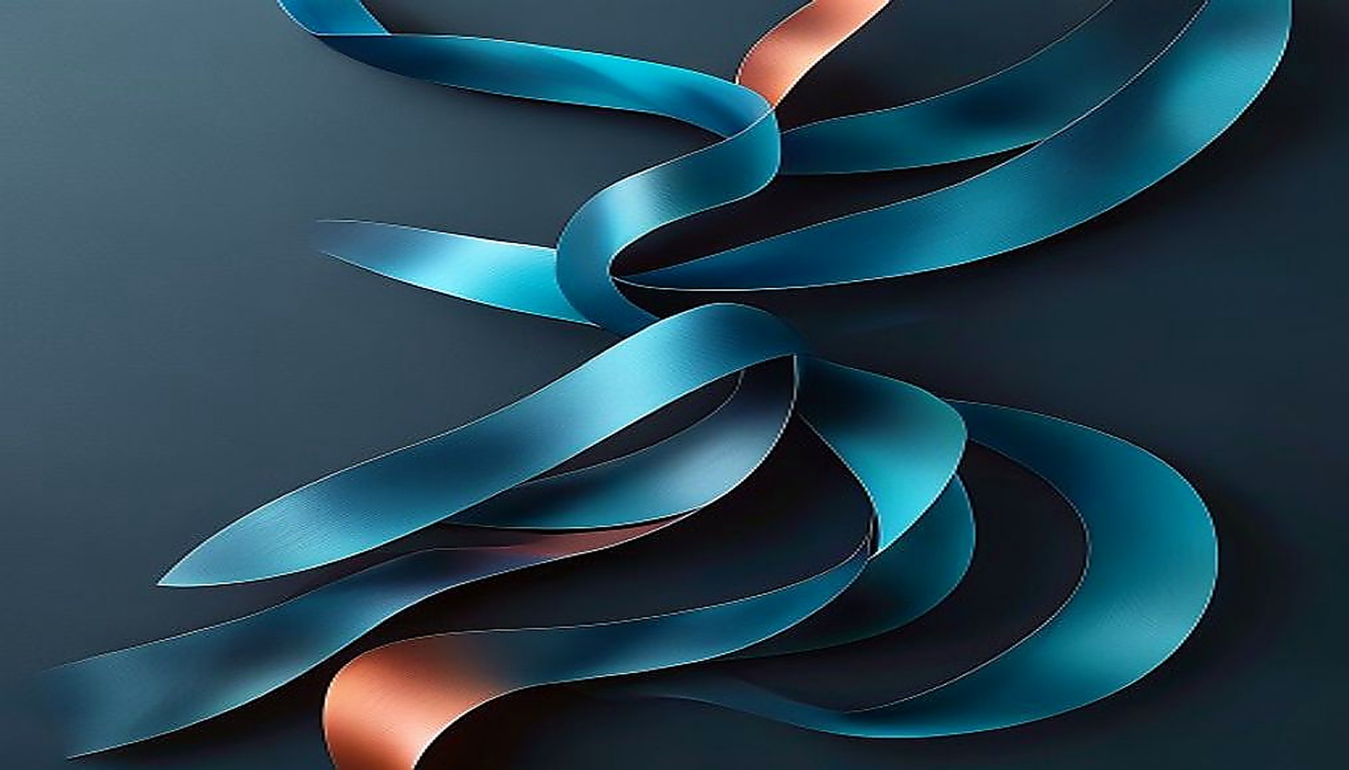 Continuous teal ribbon looping from a fixed anchor, illustrating the predictable recurring flow of a design subscription model.