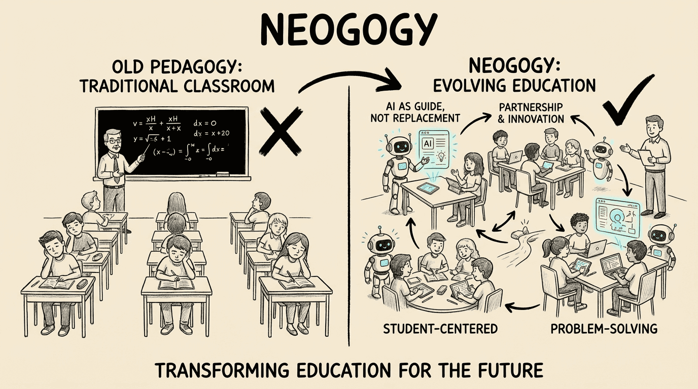 A comparison of traditional pedagogy and the Neogogy framework.