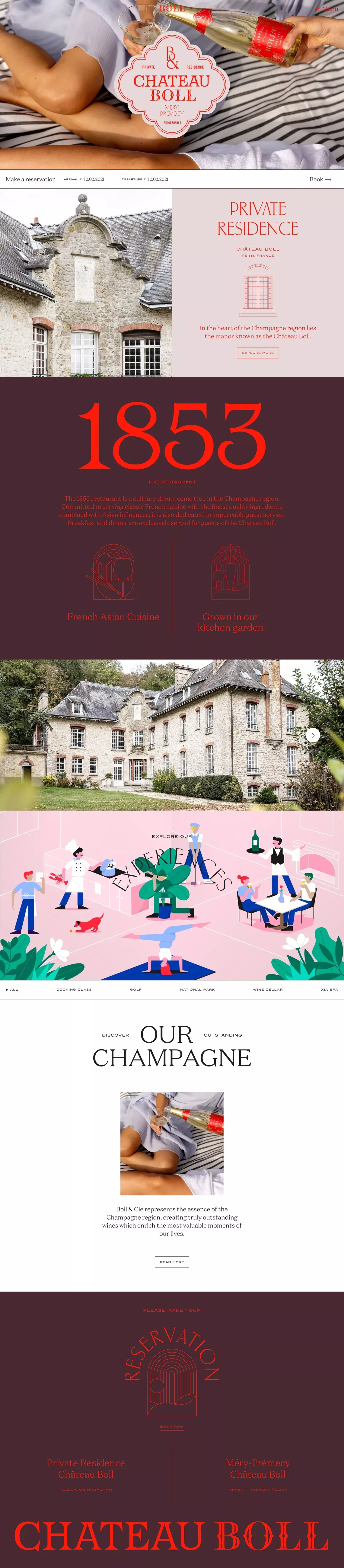 Château Boll landing page screenshot showcasing Local Business and Furniture & Interiors design