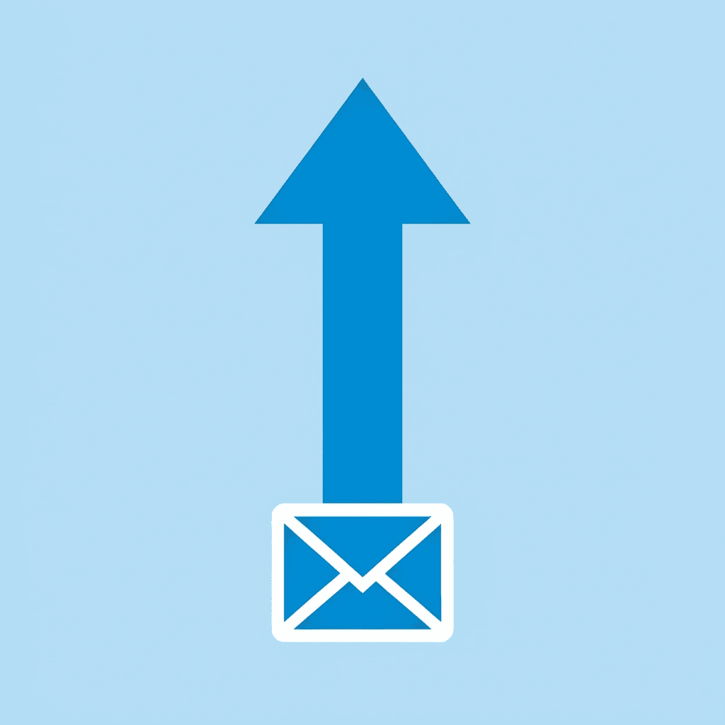 Upward arrow showing 61% of marketing leaders increasing direct mail spending