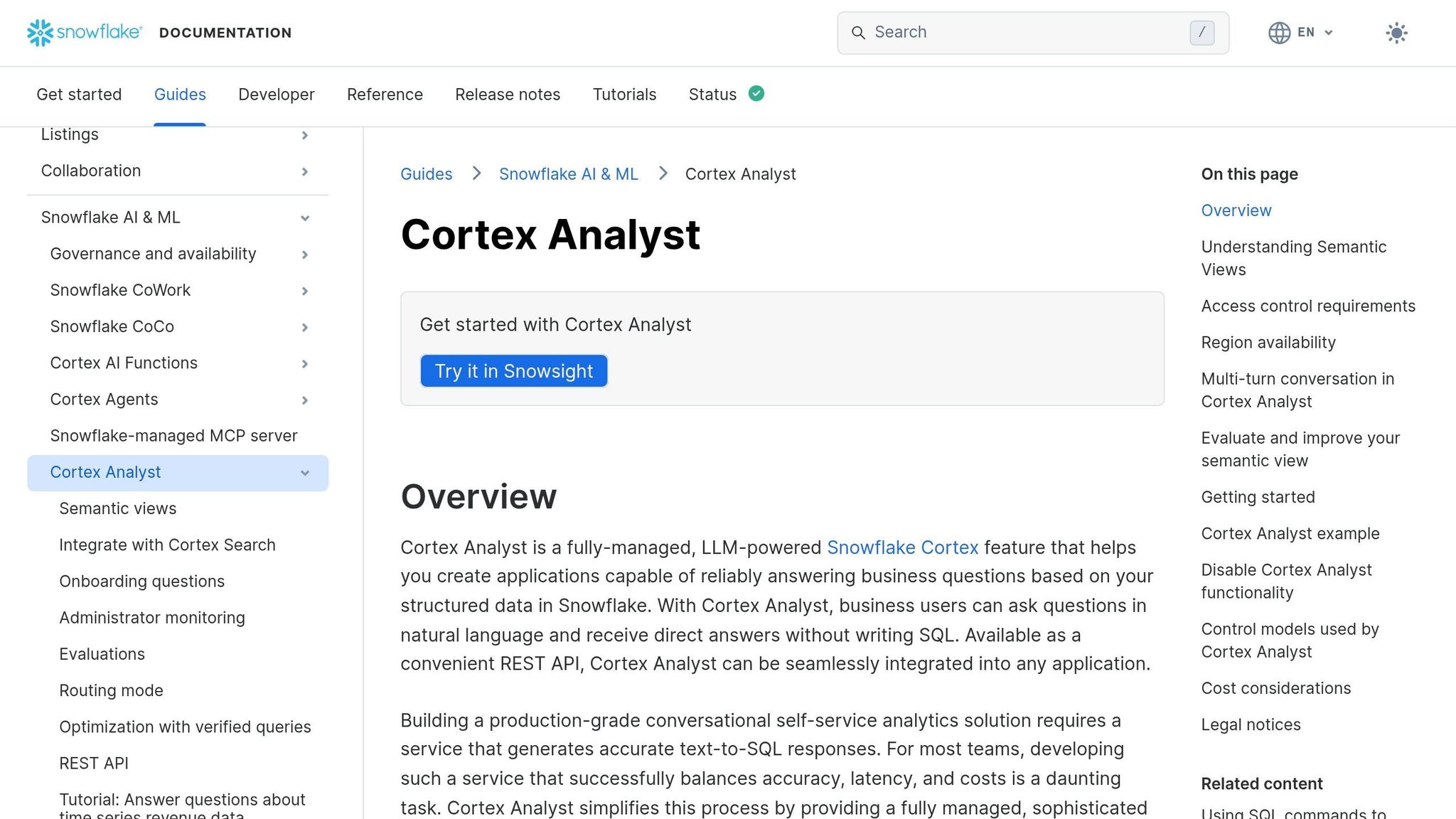 Snowflake Cortex Analyst