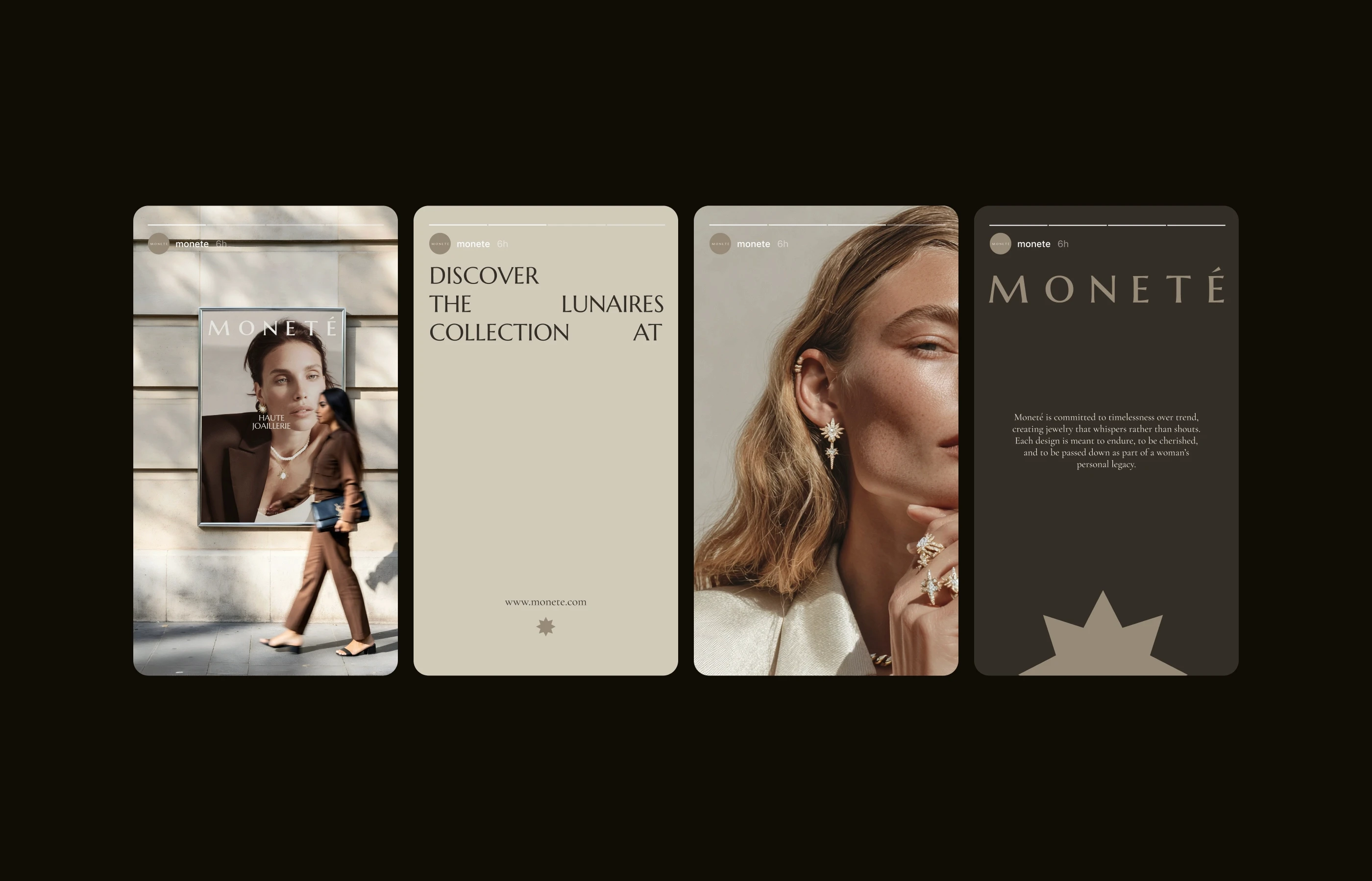 Instagram Stories templates designed for luxury jewelry campaigns and launches