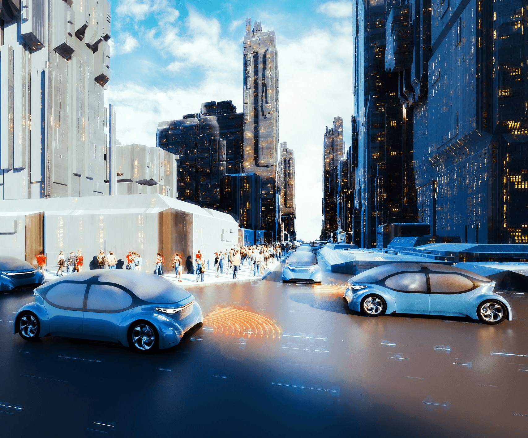 smart city autonomous cars concept