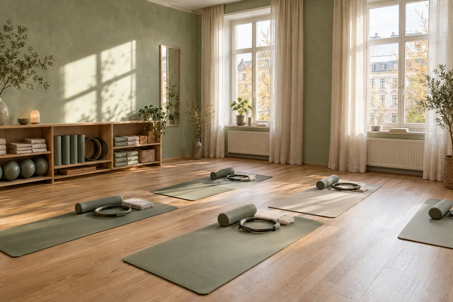 Pilates-Training im hellen Studio Lichtung