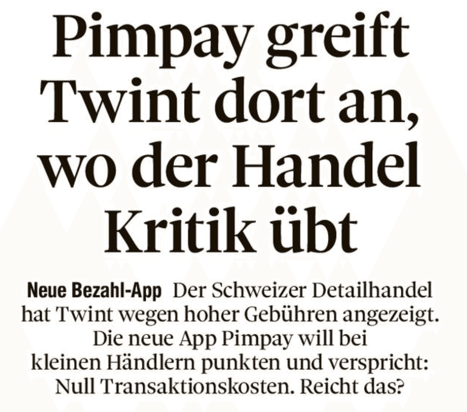 PimPay dans SonntagsZeitung