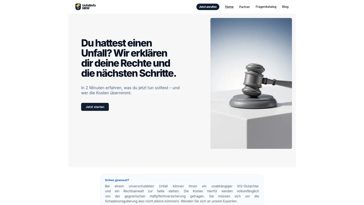 Anwaltskosten Unfall gegnerische Versicherung website screenshot