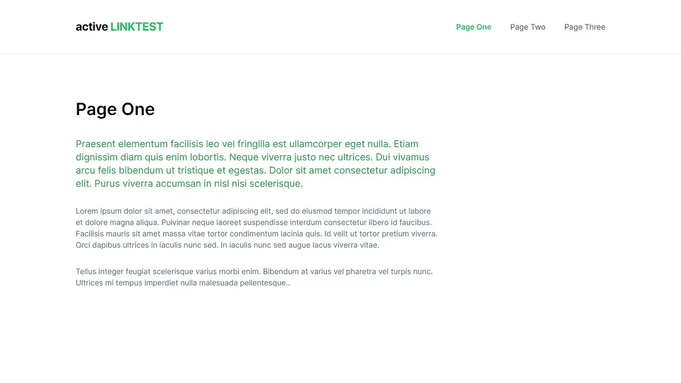 active link now displaying in green text colour