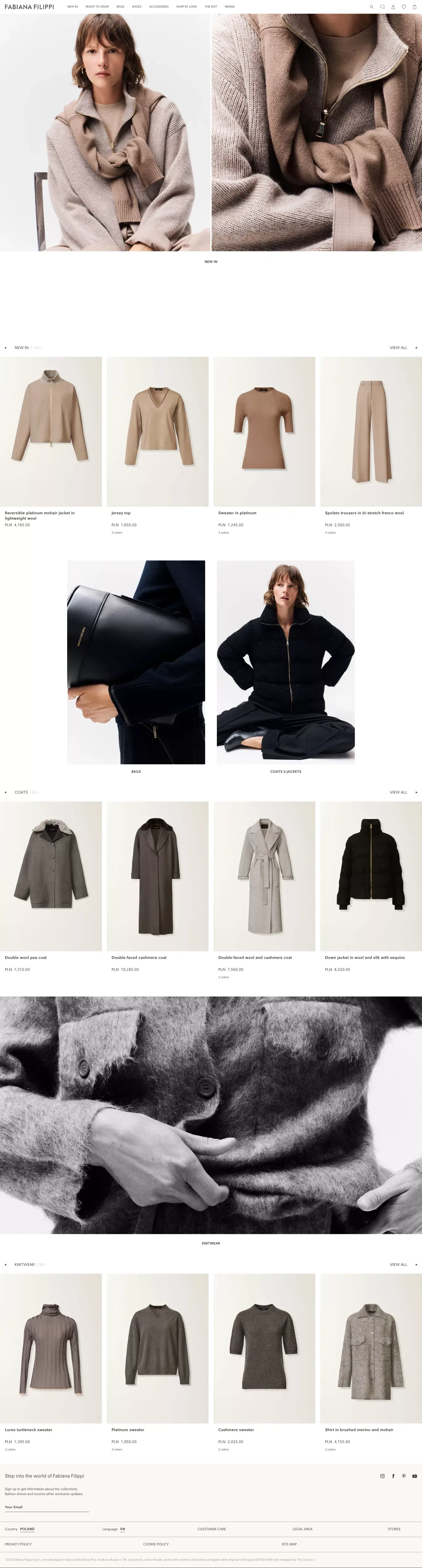 Fabiana Filippi® Official ecommerce page screenshot showcasing Ecommerce and Fashion design