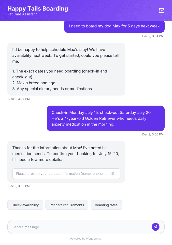 Pet Boarding Messenger Scheduler Template for Your Business