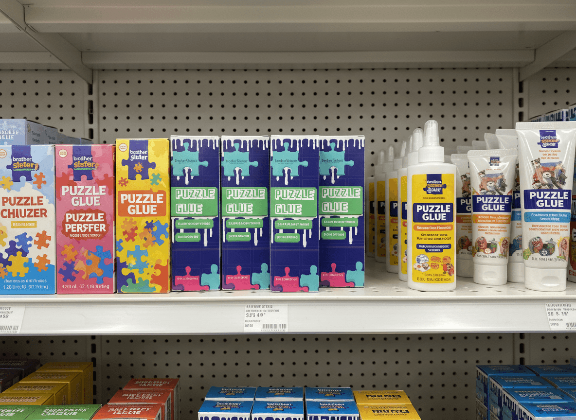 A box with artistic lettering displaying the word "Optics" in purple hues on a wooden surface.
