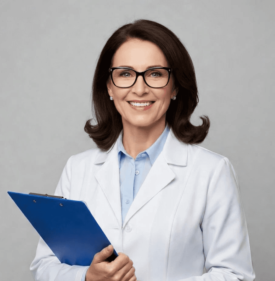 Female doctor's in long black hairs 