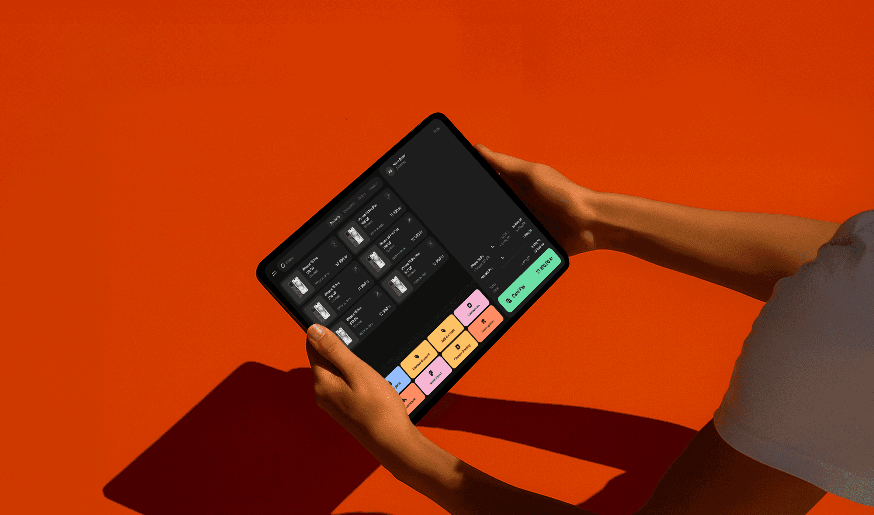 Modern POS system for clothing store on a tablet 