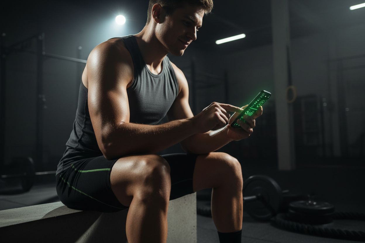 Person logging a workout on a phone