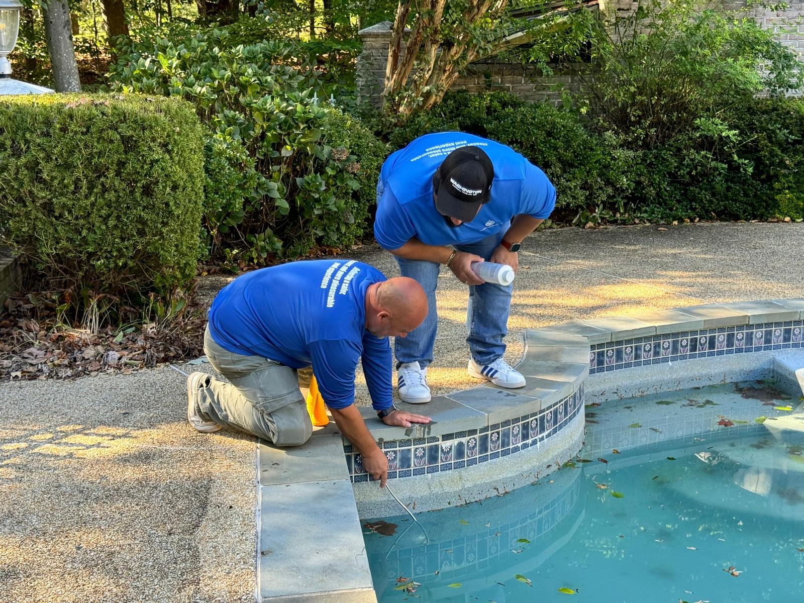Image of a pool at dusk