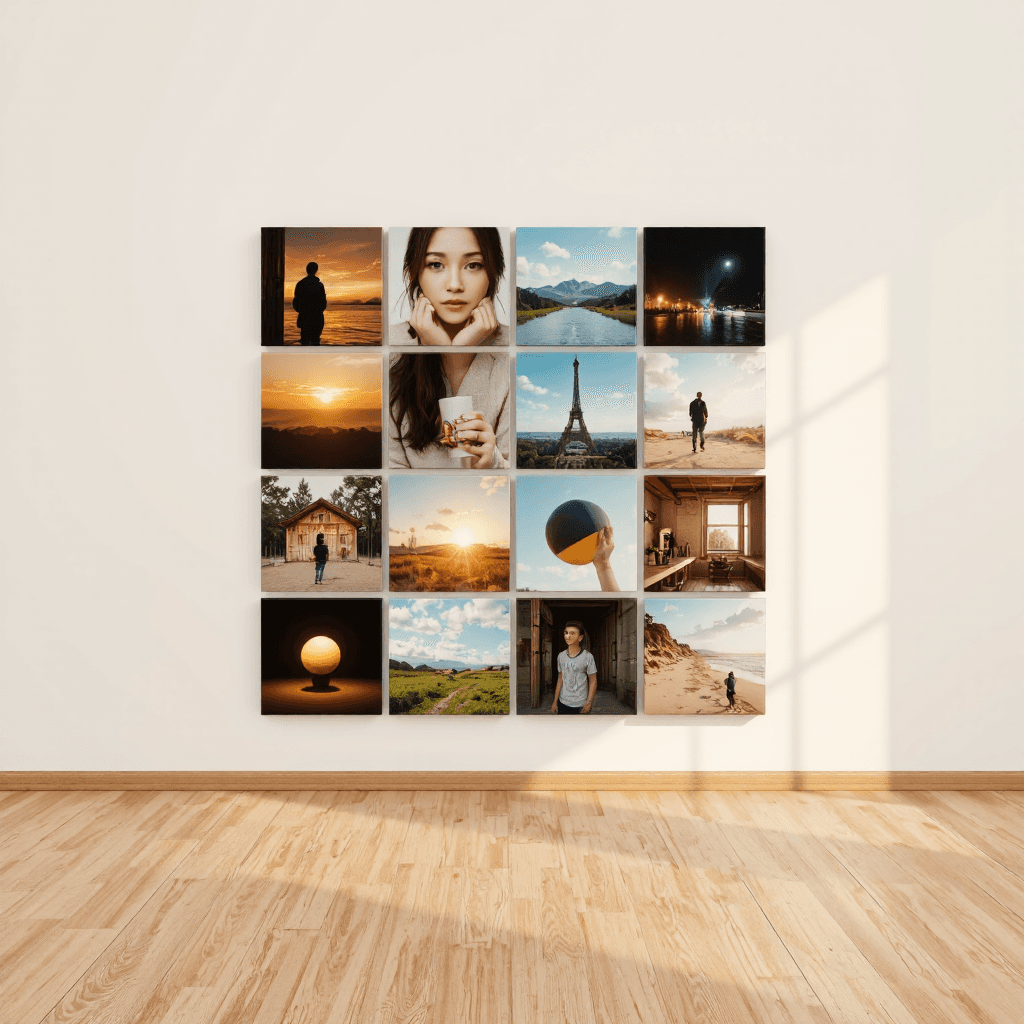 product photography of set of photo tiles
