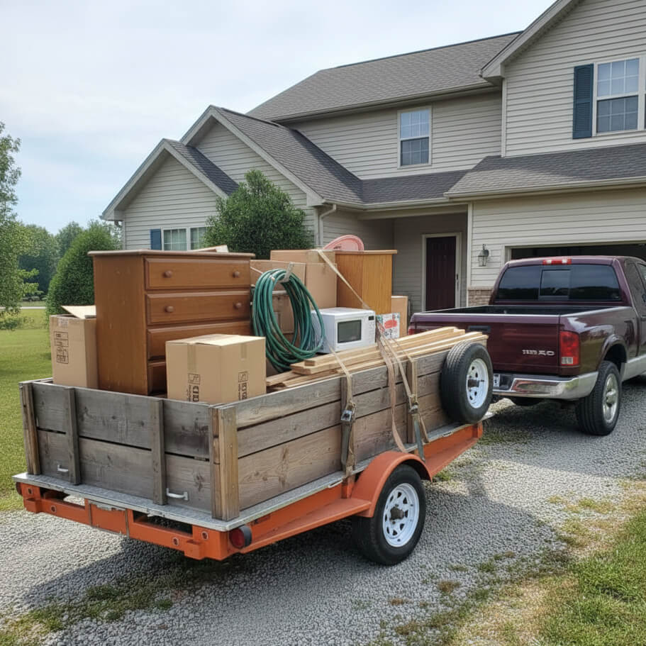 Lake City Junk Removal truck and trailer for residential cleanouts