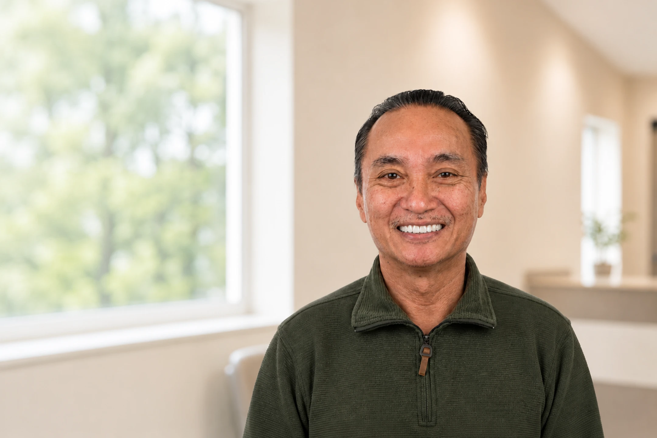 lleveza patient smiling after full-arch dental implant treatment