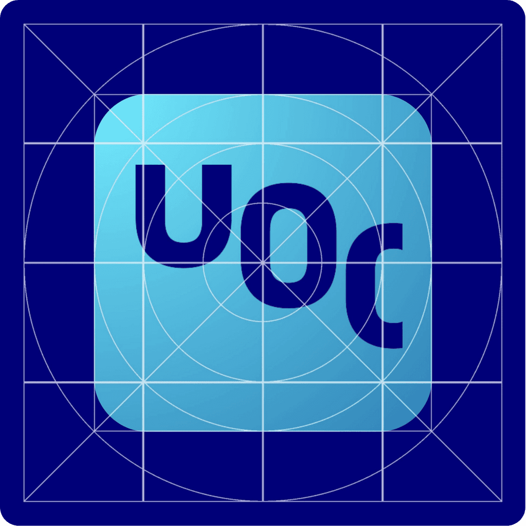 Logo of UOC, featuring the letters "UOC" in a stylized font against a blue background.