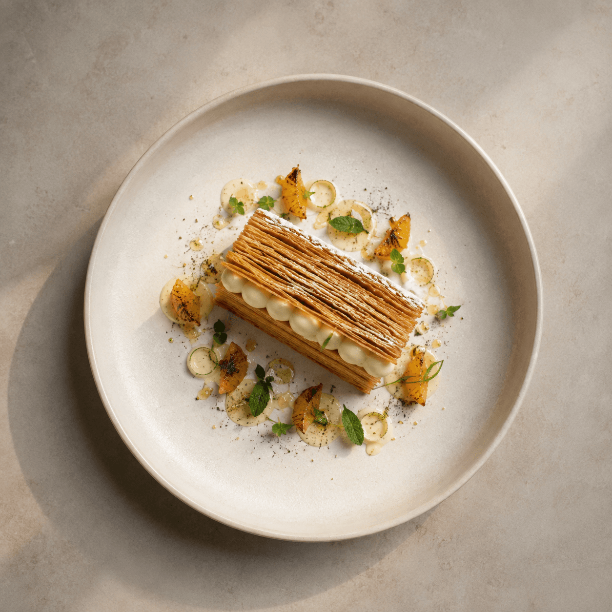 Pastilla mille-feuille with orange-blossom cream