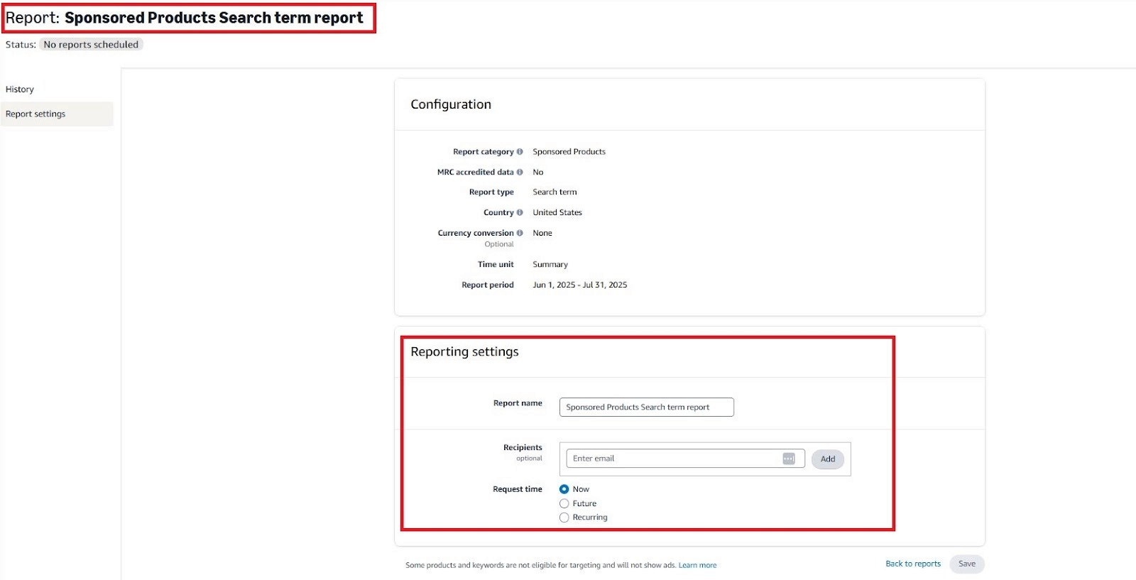 Search Term Reports in Amazon Ads