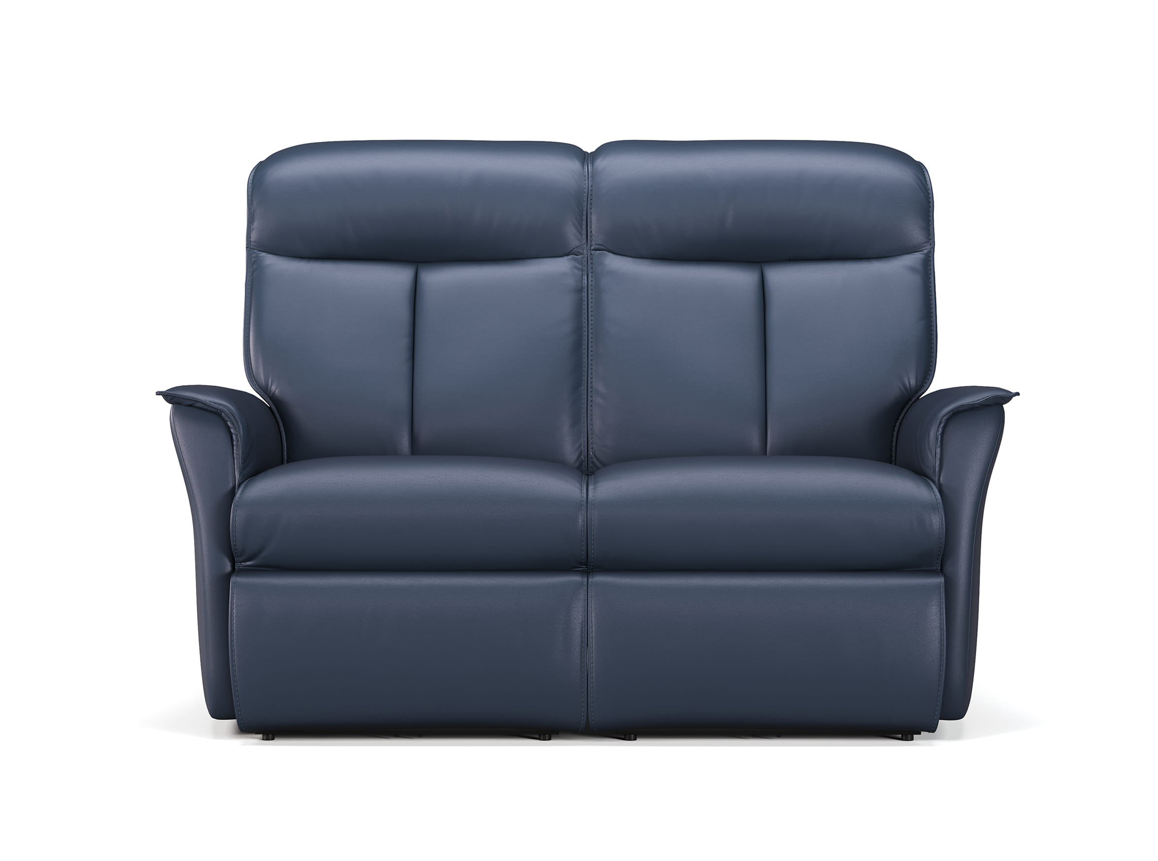 Front view 3D render of two seater recliner sofa with padded cushions