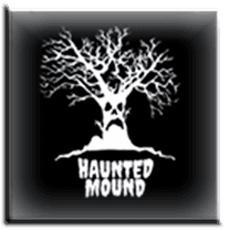 A button, in it is a tree with the words "Haunted Mound"