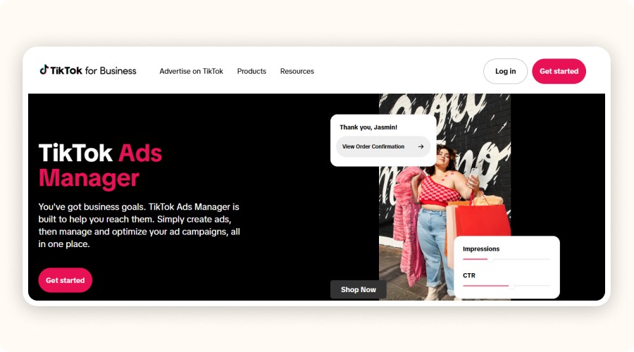 Page d’accueil TikTok Ads Manager