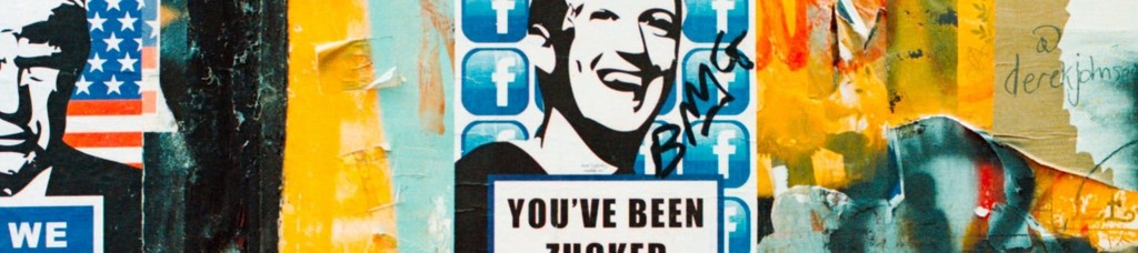 Street art collage featuring political and social commentary with vibrant colors.