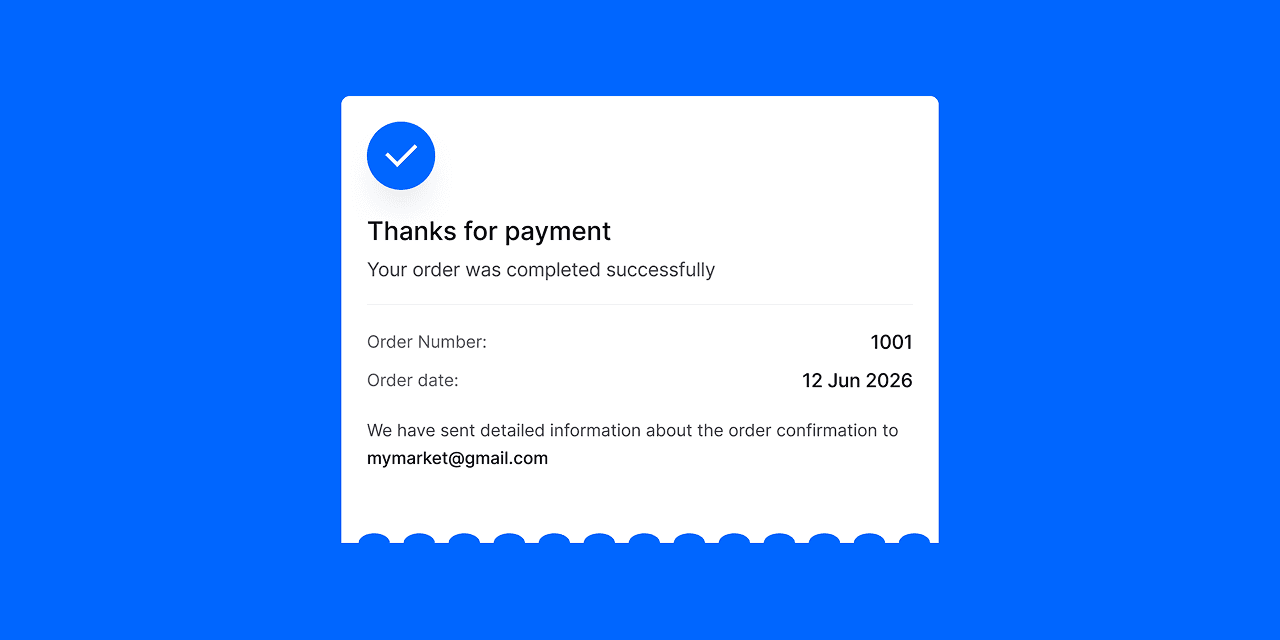 A simple white card with rounded edges on a blue background, featuring abstract elements and text.