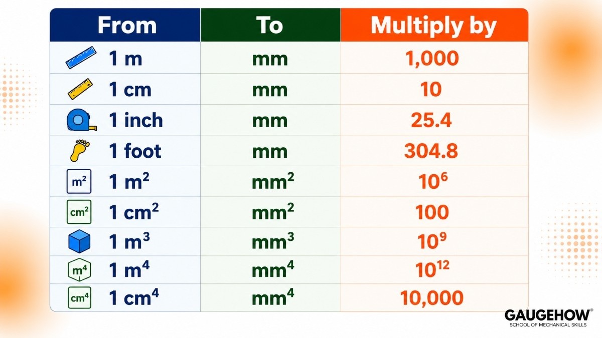 Length, Area and Moment of Inertia Conversion