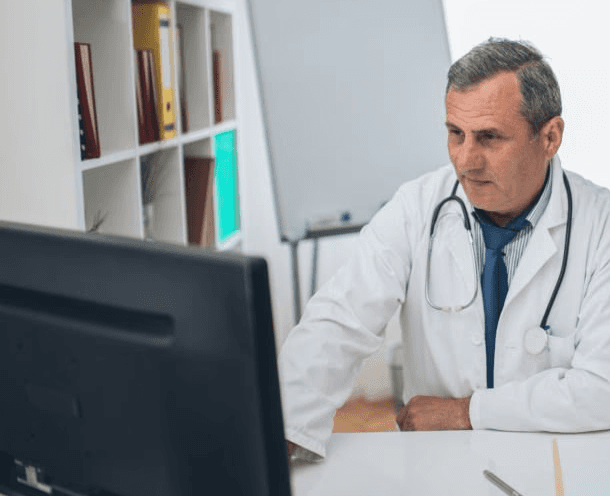 doctor reviewing a medical report
