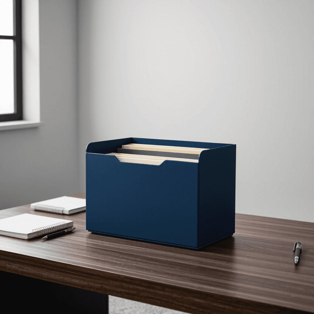 product photography of a file organizer with multiple compartments for documents