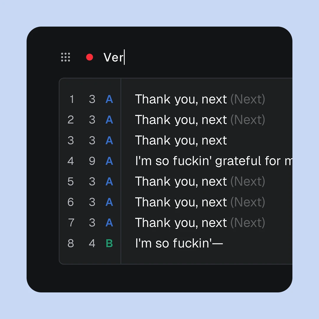 Section name: Edit the section label (e.g. Verse, Chorus).